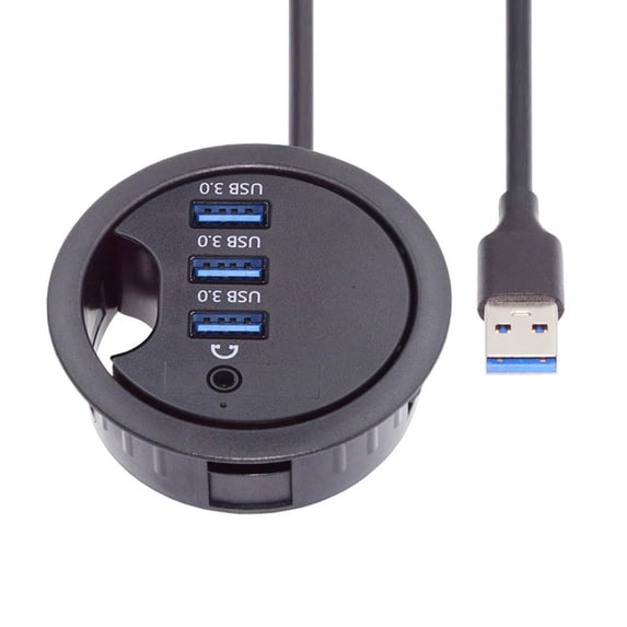 Soundhub Desktop FVH USB 3.0 Hub Sound Card 3 Port USB 60mm Desk Grommet Splitter Dock ...