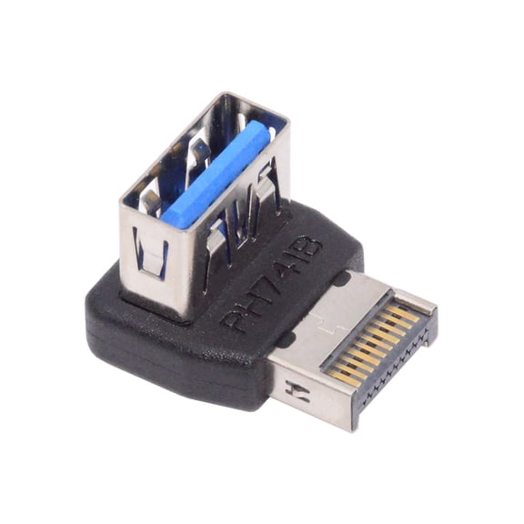 FVH USB 3.1 Front Panel Header Male Type-E to Type-A USB3.0 Female Data Adapter Down Angled 90 Degree for Motherboard