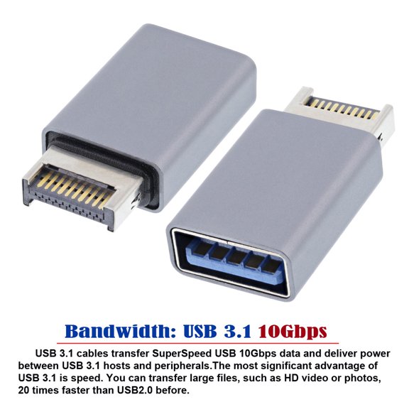 FVH USB 3.1 Front Panel Header Male Type-E to Type-A USB3.0 Female Motherboard Extension Data Adapter