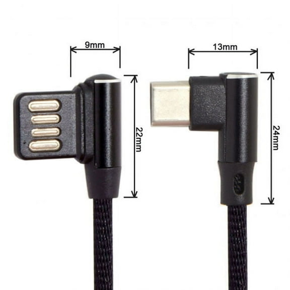 FVH USB-C 3.1 Type-C to Left Right Angled 90 Degree USB 2.0 Data Cable with Sleeve for Tablet Phone 15cm