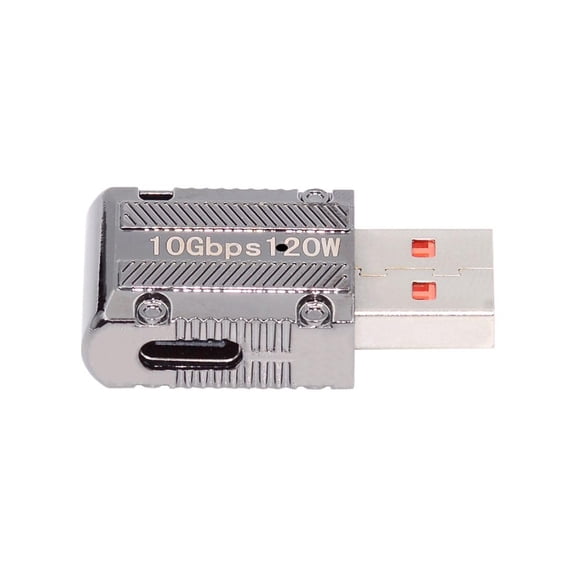 FVH USB-C USB 3.1 Type C Female to USB 3.0 Type-A Male 90 Degree Left Angled Slim Type 10Gbps Data 120W Power Adapter Mecha FVHberpunk Style