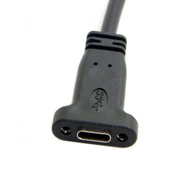FVH USB-C USB 3.1 Type C Male to Female Extension Data Cable with Panel Mount Screw Hole
