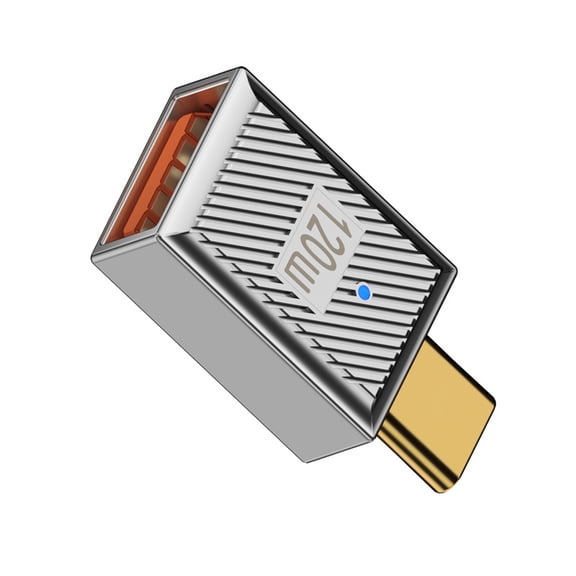 FVH USB-C USB 3.1 Type C Male to USB 3.0 A Female 10Gbps OTG Data 120W Power Adapter Alloy Shell Mecha Cyberpunk Style