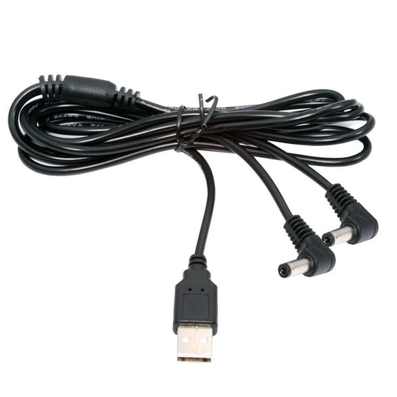 FVH USB Type-A Male to Dual 5.5x2.1mm DC 5V Power Plug Splitter Right Angled 90 Degree Connector Charge Cable