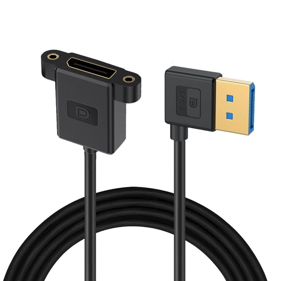 FVH Ultrafine Right Angled DisplayPort 1.4 DP Male to Female Extension Cable 8K 60hz 4K 144hz for Desktop Laptop Monitor Graphics Card 30cm
