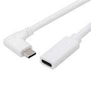 FVH White USB-C Type-C Male to Female Extension Power USB2.0 Data Cable 90 Degree Left Right Angled 65W Fast Charge for Laptop Tablet Phone