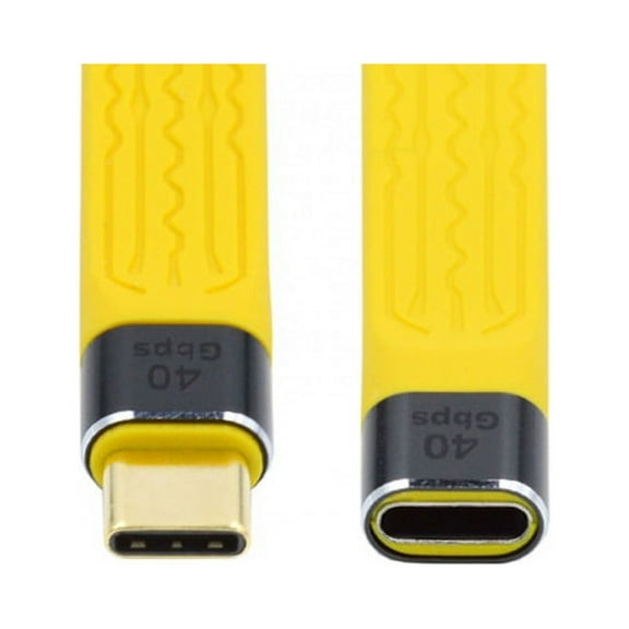 FVH Yellow USB4 Extension Cable Slim Flat Male to Female 40Gbps with 100W Charging and 8K@60Hz Compatible with Thunderbolt3/4