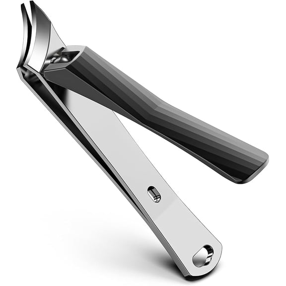 FVION Slanted Edge Nail Clippers - Angled Curved Blade Ingrown Nail Clipper for Thick Toenails, Podiatrist Toenail Clippers for Men and Women (Black)