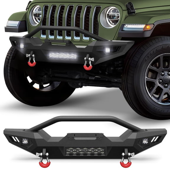 FVLEY Front Bumper Steel Bumper Compatible with 2007-2026 Jeep JK JL JT