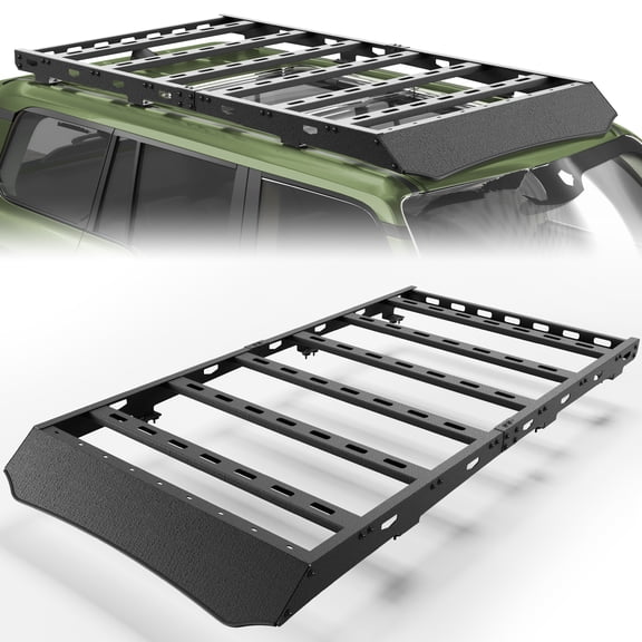 FVLEY Full Platform Roof Rack for 2024-2025 Toyota Land Cruiser LC250 & Lexus GX 550, Heavy Duty Steel Cargo Carrier with Wind Deflector and Slotted Crossbars