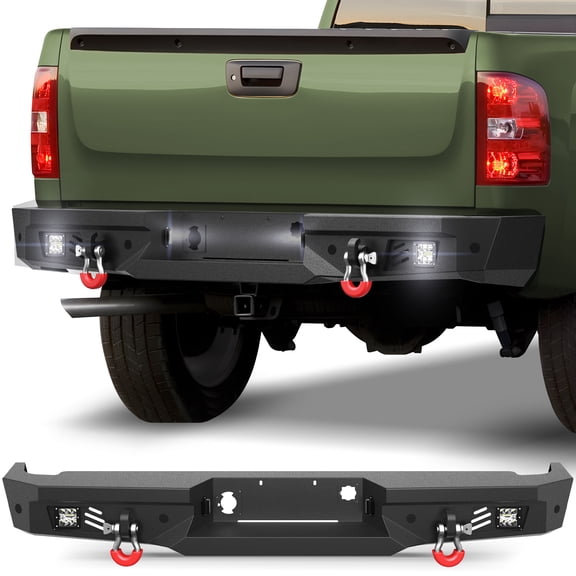 FVLEY Rear Bumper for 2007 2008 2009 2010 2011 2012 2013 Chevy Silverado 1500 GMC Sierra 1500