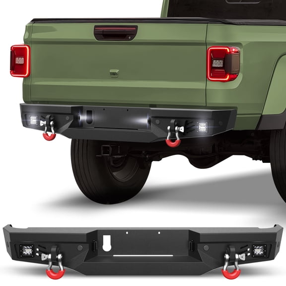 FVLEY Rear Bumper for 2020-2026 Jeep Gladiator JT, Heavy Duty Steel Pickup Truck Bumper with Step Plate