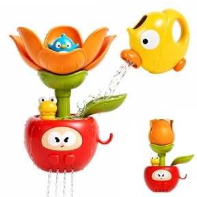 FVLOENG Baby Bath Toy, Blooming Flower Bath Toys for Kids Ages 1-3, Pour Water to Open Petals, Interactive Toddler Bathtub Toy with Suction Cups