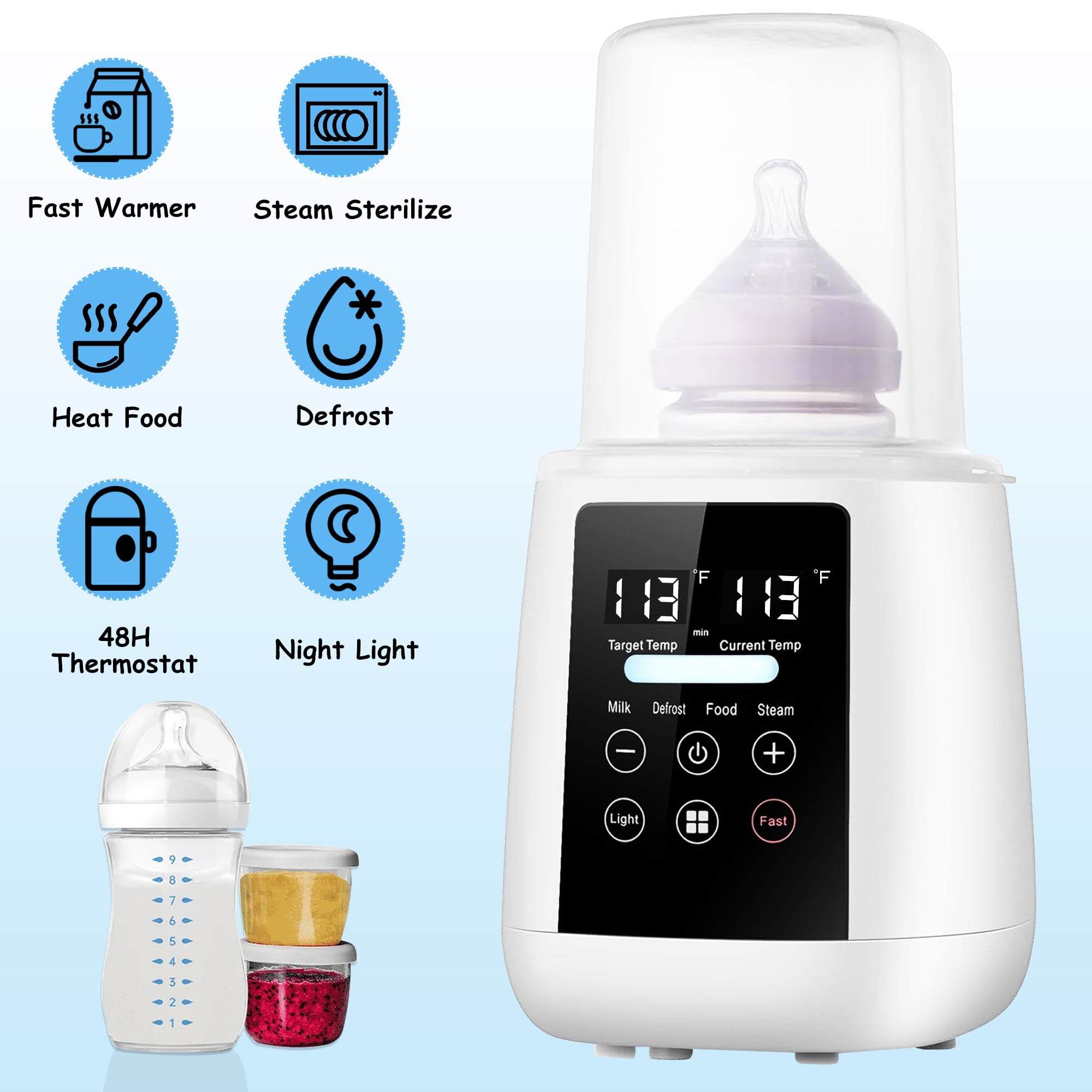 Walmart Saving of  Walmart Black Friday Deals 2025 - FVLOENG Baby Bottle Warmer, Fast Milk Warmer with Temperature Control, Thaw Night Light, Portable with Food Jars
