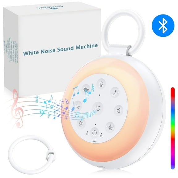 FVLOENG Baby Sound Machines Mini Portable White Noise Machine Toddler Sleep Trainer with 24 Soothing Sounds with 7 Colors Night Light, Timer,Rechargeable for Office,Sleeping,Home,Travel