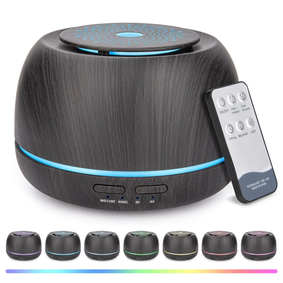 FVLOENG Essential Oils Aromatherapy Diffuser Mist Ultrasonic Humidifiers Vaporizer for Large Room Home Bedroom Office Car, with Remote Control (Black)
