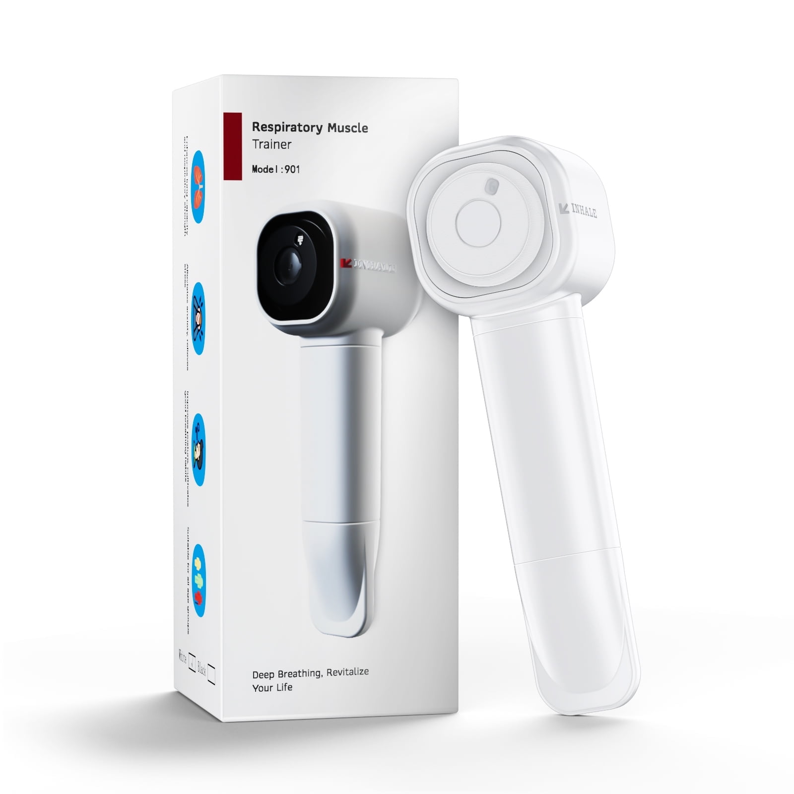 FVLOENG Lung Trainer Lung Expansion and Mucus Relief Device,Compact Portable Expiratory Intake Breathing Exerciser,Breath Trainer for Respiratory Cleanse with Adjustable Resistance(white)