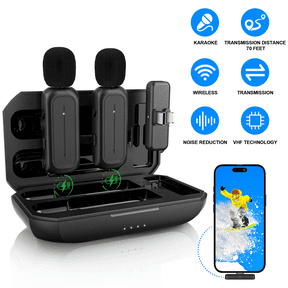 TIKBBRMG Microphone for iPhone iPad Android Professional Wireless Lavalier Lapel Mini Microphone, Charging Case with Adapter Included Noise Reduction Plug,Podcast Microphone for Interview Video Vlog