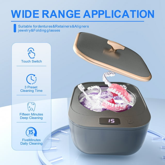 FVLOENG Ultrasonic Cleaning Retainer Cleaner Machine for Dentures Mouth