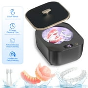 FVLOENG Ultrasonic Cleaner Retainer Cleaner Machine for Dentures Mouth Guard Dental Appliances Cleaning Silver Jewelry Aligner Cleaner, Braces Professional Portable 48kHz (Grey)