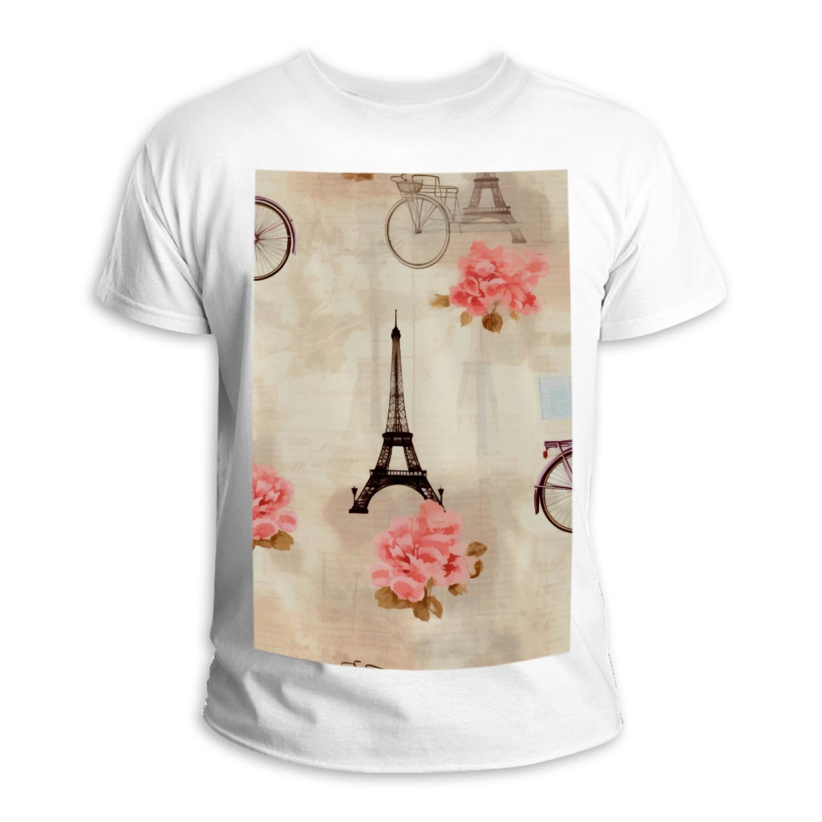 FVQL Bike Eiffel Tower Big and Tall Cotton White Men's T Shirts,Short