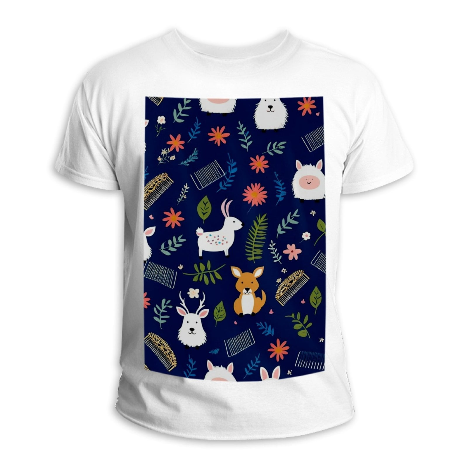 FVQL Cartoon Animal Leaves Big and Tall Cotton White Men's T Shirts