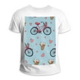 FVQL Pink Flower Bike Big and Tall Cotton White Men's T Shirts,Short