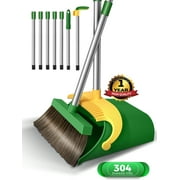 FVSA 51.2 inches Long Handle Broom and Dustpan Set for Home, Broom and Dustpan Combo - Green