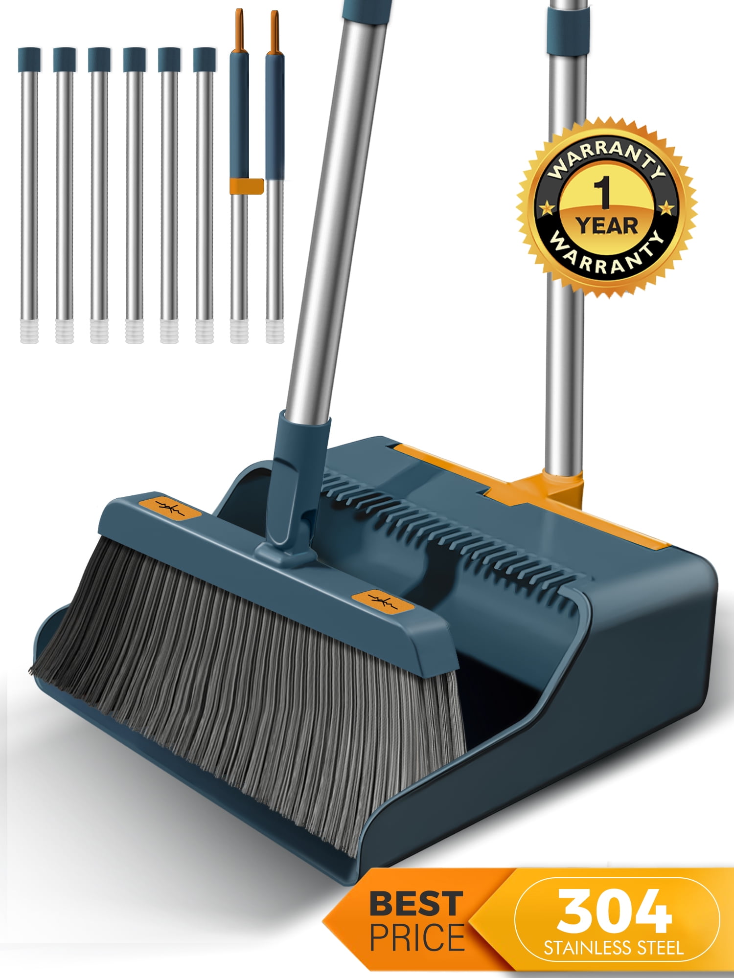 Broom and Dustpan Set Upright, 50-in Broom and Dustpan Set Long