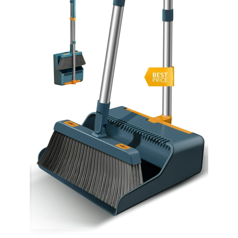 Broom and Dustpan Set, Sweep Set Upright Long Handle Stand Up