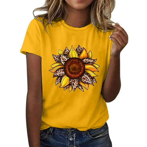 FVWITLYH Sweat Shirts Women Long Sleeve Women's Dry Fit Crop Top - Short Sleeve Crew Neck Stretch Athletic Tee Yellow,L