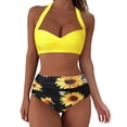 thumbnail image 1 of FVWITLYH Womens Bikini Print Cute Bathing Suits for Teen Girls Two Pieces Bikini Set for Women High Waisted Yellow,S, 1 of 5