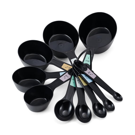 Farberware Professional 10-Piece Nesting Plastic Measuring Cup and Spoon Set Black