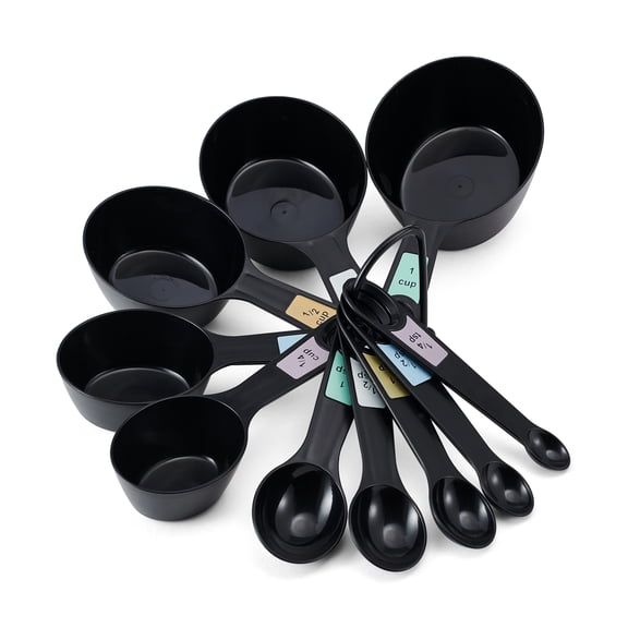 Farberware Professional 10-piece Nesting Plastic Measuring Cup and Spoon Set Black