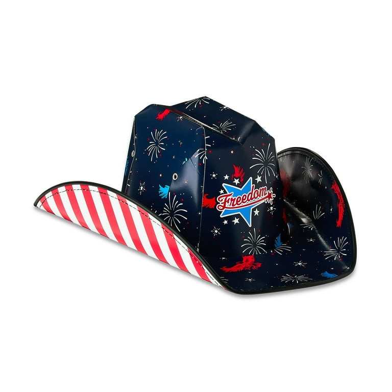 4th of July Freedom Cardboard Cowboy Hat, Red/White/Blue, One Size