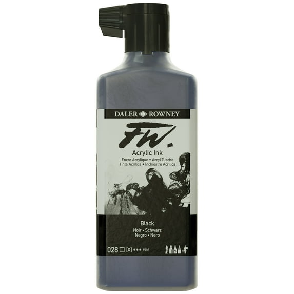 FW Acrylic Artists Ink 180ml-Black India