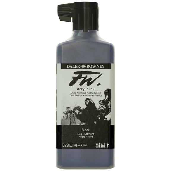FW Acrylic Artists Ink 180ml-Black India