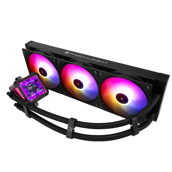 FW PRO 360 ARGB RB CPU AIO Cooler,Computer Water Cooler System,IPS LCD Screen with 320x320 Resolution,for AM5,Intel LGA1700/1851,CPU 2.73-in Display,Magnetic Cold Head-Red