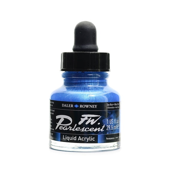 FW Pearlescent and Shimmering Liquid Acrylic sky blue, 1 oz. (pack of 3)