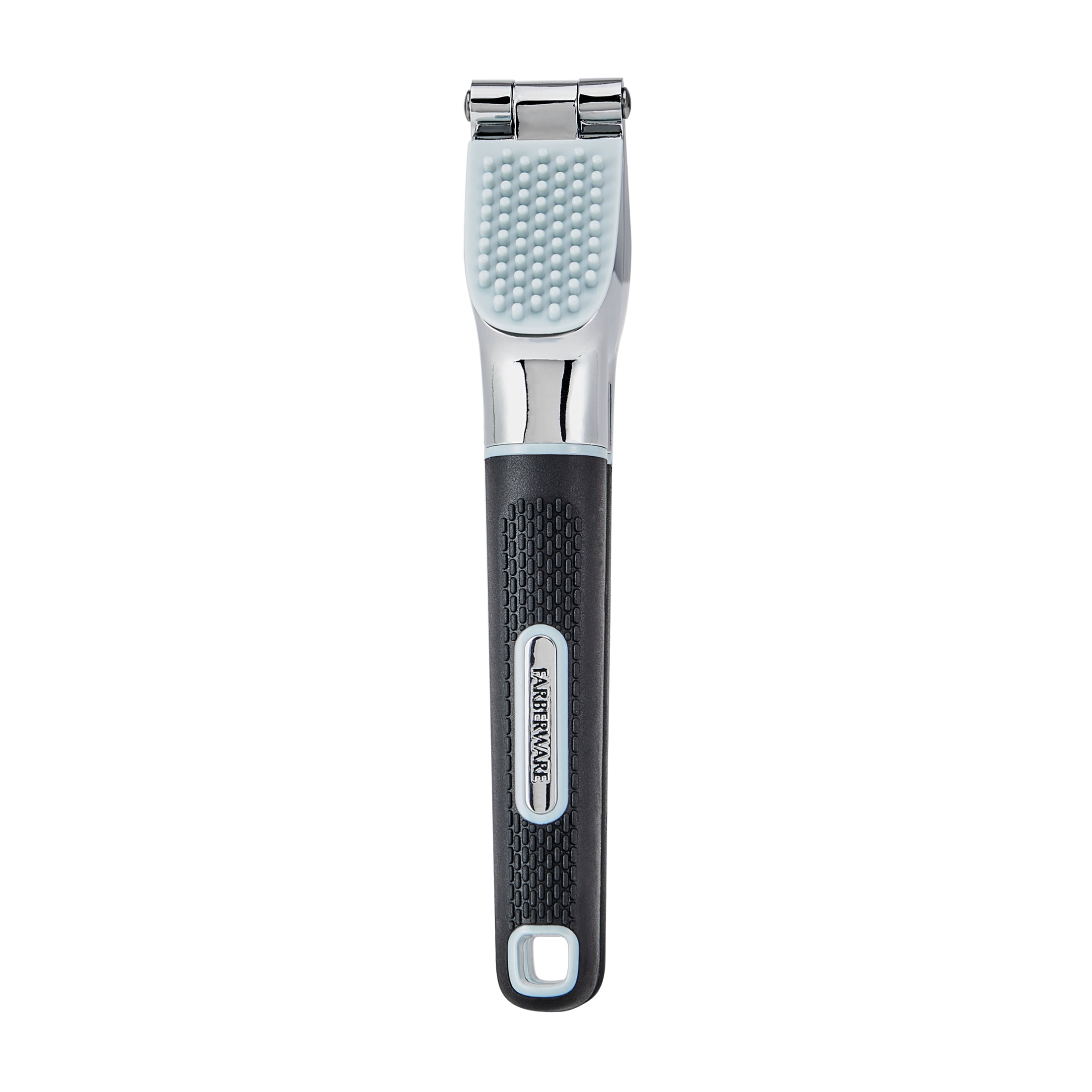 Farberware Soft Grips Cast Zinc Self Cleaning Garlic Press Black with Slate Blue Accents