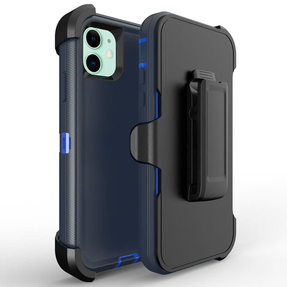FWC Case For iPhone 15 Plus Shockproof Defender Case W/Belt clip,Dark Blue+Blue,For Apple iPhone 15 Plus
