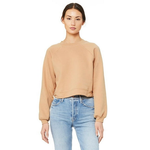 FWD Fashion Ladies' Raglan Pullover Fleece - HEATHR SAND DUNE - S