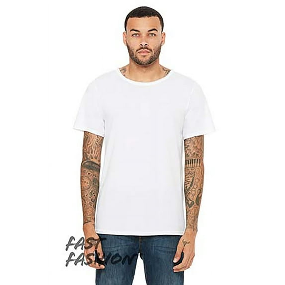 FWD Fashion Unisex Triblend Raw Neck T-Shirt - SOLID WHT TRBLND - XL(D0102H7W576.)