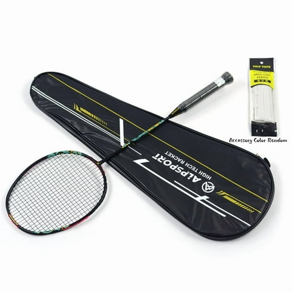 FWFS 4U Full Carbon Badminton Racket - Free Bag, Grip Tape, High Elastic Shaft (Taichi Symbol), Pro Offensive-Defensive Balance for Training & Competitions