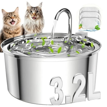 FWMB 3.2L/108oz Cat Water Fountain Premium Stainless Steel with 3 Filters, Automatic Pet Fountain Dispenser for Cats Dogs, with Ultra-Quiet Pump