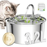 FWMB Cat Water Fountain, 108oz/3.2L Stainless Steel Cat Water Fountain with Replacement 3 Filters, Automatic Pet Fountain Dispenser for Cats Dogs, Electric Cat Fountain with Ultra-Quiet Pump