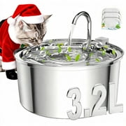 FWMB Cat Water Fountain, 108oz/3.2L Stainless Steel Cat Water Fountain with Replacement 3 Filters, Automatic Pet Fountain Dispenser for Cats Dogs, Electric Cat Fountain with Ultra-Quiet Pump