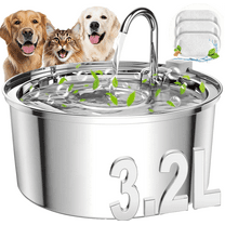 FWMB 3.2L/108oz Cat Water Fountain Premium Stainless Steel with 3 Filters, Automatic Pet Fountain Dispenser for Cats Dogs, with Ultra-Quiet Pump