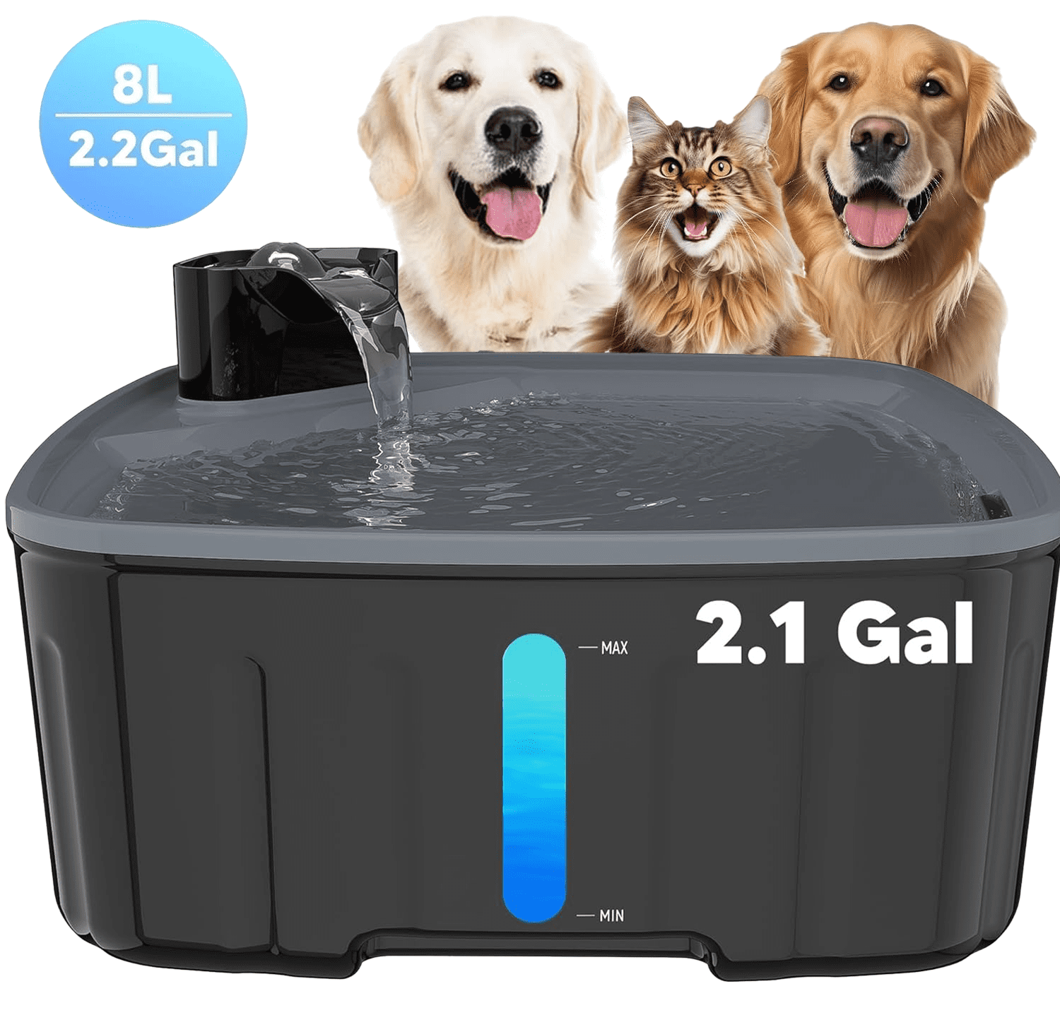 8L/2.2Gal Cat Dog Water Fountain, Pet Water Fountain, Automatic Water Dispenser for Pets,Black