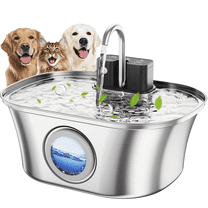 108oz/3.2L Wireless Cat Water Fountain Stainless Steel,  Pet Fountain, Battery Operated Cat Fountain, Automatic Pet Water Fountain for Cats and Dogs